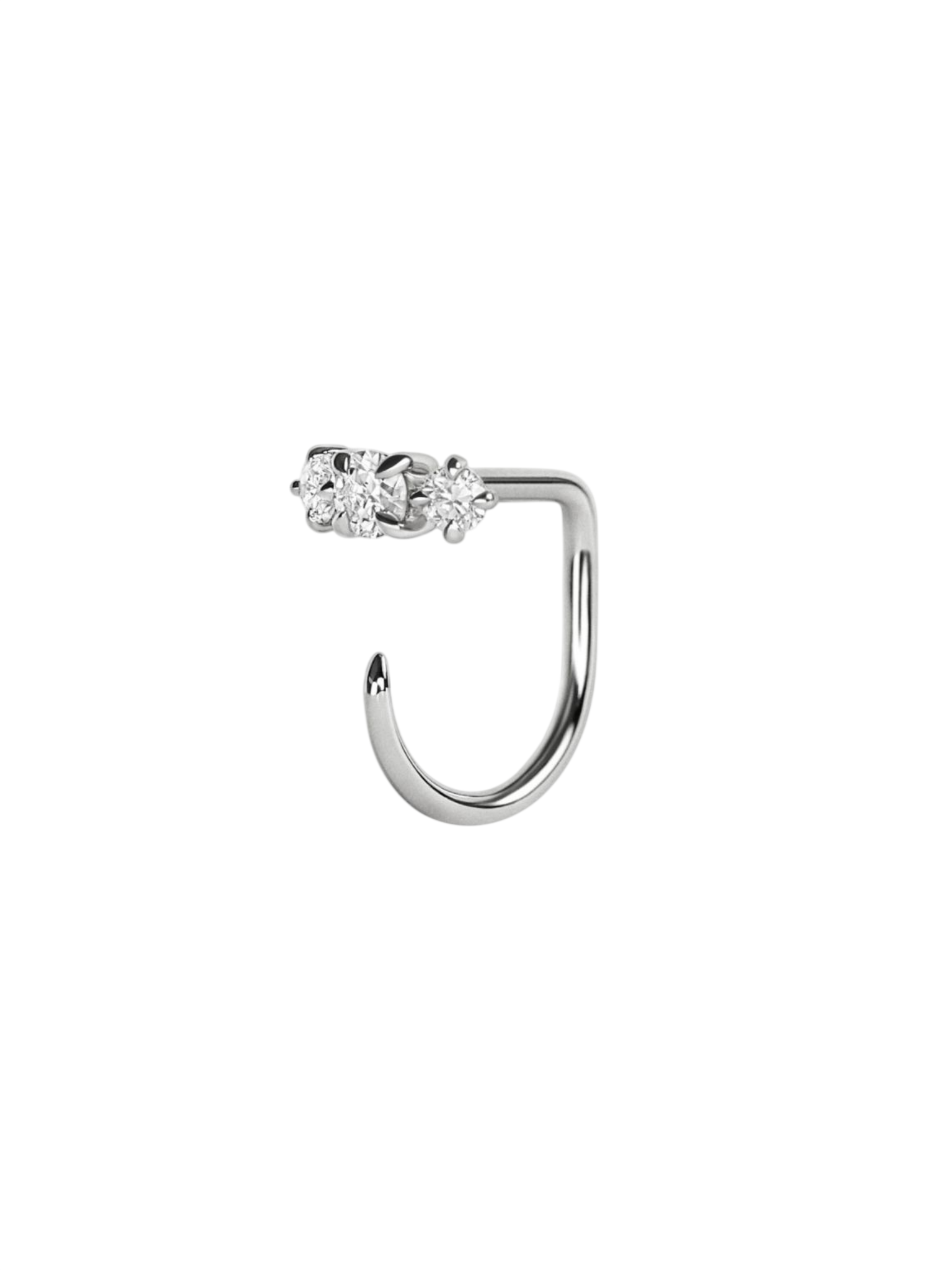 Triptych claw earring, white gold
